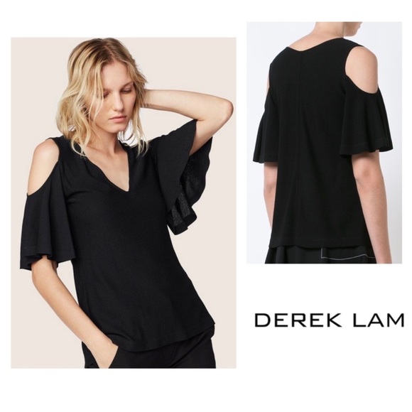 Derek Lam V-Neck Cold Shoulder Top NWOT - Picture 3 of 14